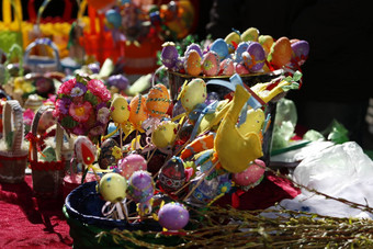 棕榈周日复活节装饰色彩斑斓的记忆鸡蛋复活节记忆