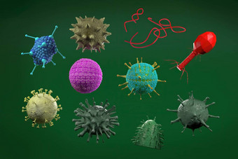 插图关闭显微镜病毒influenzal噬菌体adoeno肝炎埃博拉病毒狂犬病病毒