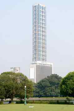 塔塔中心高层光滑的设计钢塔最高的商业建筑重要的具有里程碑意义的位于中央业务区城市快乐加尔各答西孟加拉印度亚洲