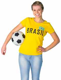 漂亮的足球风扇巴西T恤