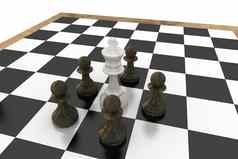 白色王包围黑色的棋子