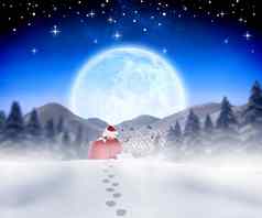 复合图像圣诞老人走雪