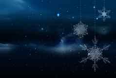 雪花挂布满星星的天空