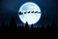 圣诞老人飞行晚上天空