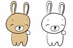 卡通可爱的玩具手画兔子
