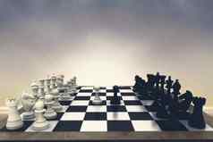 复合图像黑色的白色国际象棋块董事会
