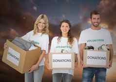 数字复合志愿者携带捐赠盒子