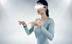 复合图像女人虚拟视频眼镜白色背景