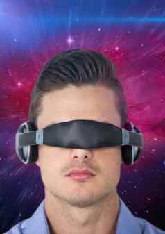 男人。虚拟现实眼镜空间背景