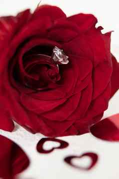 红色的玫瑰钻石环