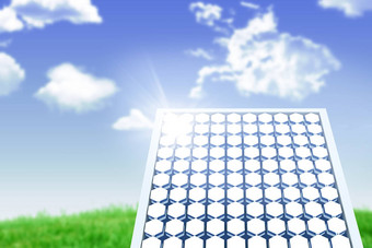 复合图像六角<strong>太阳能</strong>面板设备景观