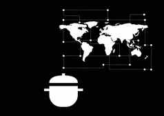 复合图像食物烹饪能地球地图黑色的背景