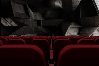 电影座位前面弯曲的墙混凝土形状