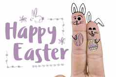 复合图像关闭手指代表复活节兔子