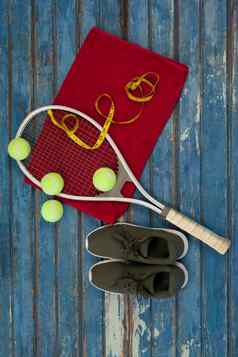 开销视图网球设备磁带测量餐巾体育鞋子