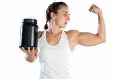 女运动员弯曲肌肉持有补充Jar