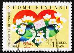 邮资邮票芬兰心鸟信
