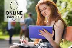 教育在线大学文本女人平板电脑
