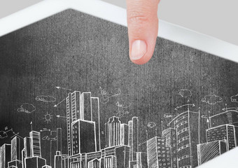 触碰平板电脑城市图纸