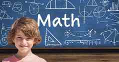 男孩数学文本数学图纸黑板上