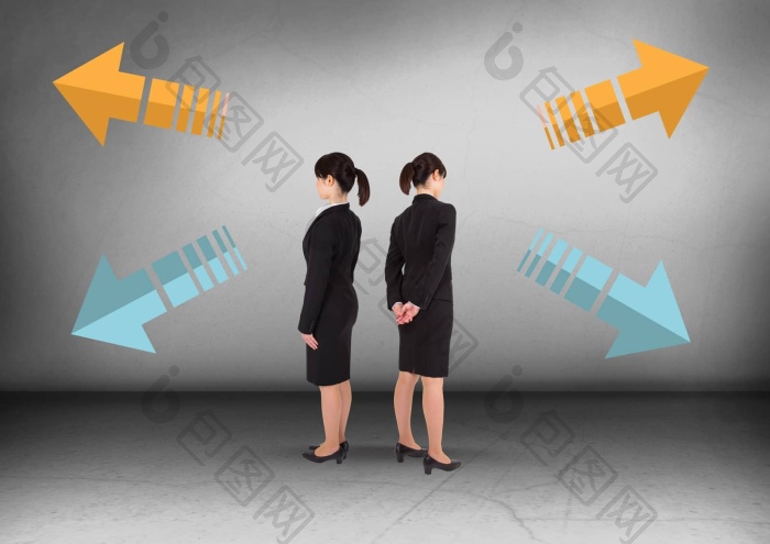 箭头方向女商人相反方向图片-包图网企业站