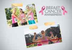 乳房癌症意识文本乳房癌症意识照片拼贴画马拉松运行