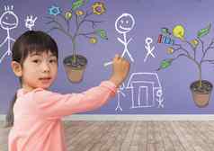 画业务图形植物分支机构墙家庭草图