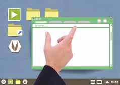 手触碰网站窗口文件夹文件图标纸减少桌面
