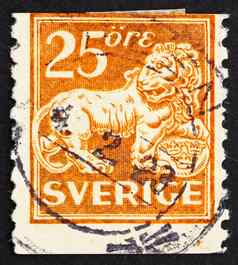 邮资邮票瑞典纹章学的狮子