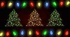 圣诞节灯发光的雪花圣诞节树模式形状