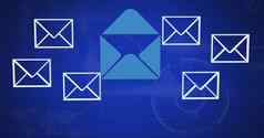 电子邮件消息图标蓝色的背景