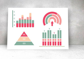 白色董事会色彩斑斓的图表统计数据