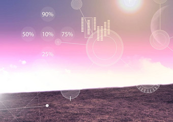 接口覆盖连接统计数据图形紫色的阴霾天空背景