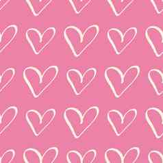柔和的奶油心粉红色的时尚的无缝的模式浪漫的情人节色彩斑斓的背景