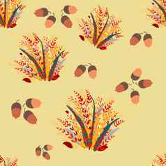 无缝的秋天叶子橡子模式