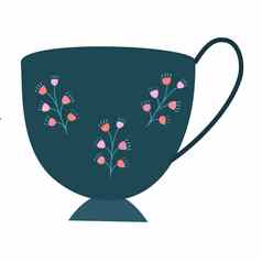 蒂尔颜色古董杯简单的花装饰