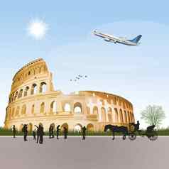 旅行访问罗马圆形大剧场