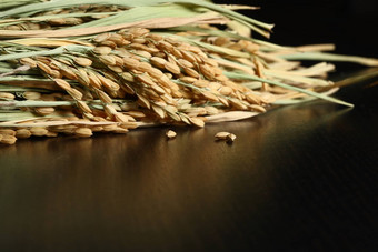 极端的关闭大米植物玉米木表格健康的有机生食物准备好了烹饪