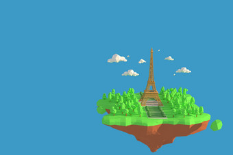 插画家埃菲尔铁塔塔法国呈现低多边形几何背景摘要多边形几何形状lowpoly最小的风格艺术