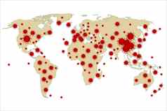程式化的世界地图冠状病毒科维德确认情况下