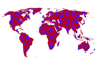 程式化的世界地图冠状病毒<strong>科</strong>维德整个世界