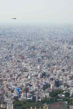 日本东京城市景观直升机空中视图