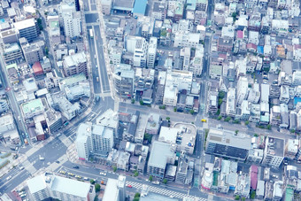 日本东京城市景观建筑路空中视图