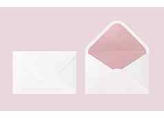 白色粉红色的信封环境材料邮资