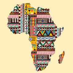 非洲大陆地图华丽的少数民族模式