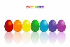 复活节问候卡彩虹颜色鸡蛋