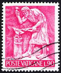 邮资邮票梵蒂冈铁匠浅浮雕马里奥鲁德尔