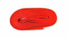 织物绳子红色的颜色折叠线圈红色的绳子白色背景