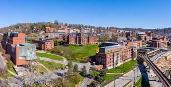 空中无人机全景伍德伯恩大厅大学来自西维吉尼亚州