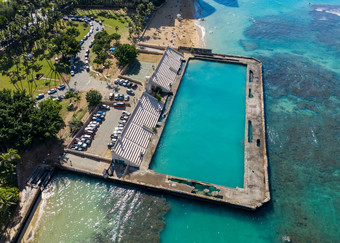 废墟威基基海滩游泳馆战争纪念瓦胡岛夏威夷